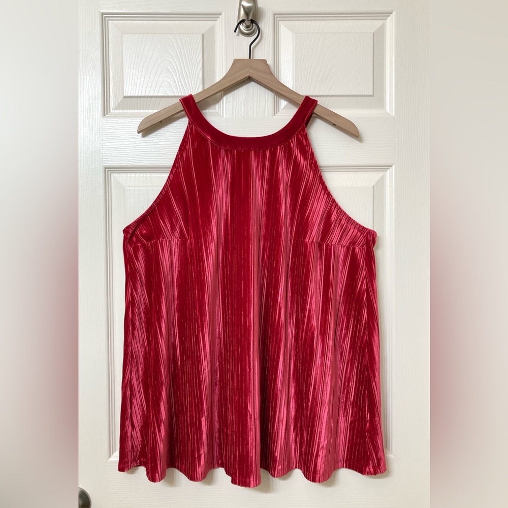 Torrid Red Velvet Sleeveless Halter Tank Top 2X Party Holiday Wedding Guest Date